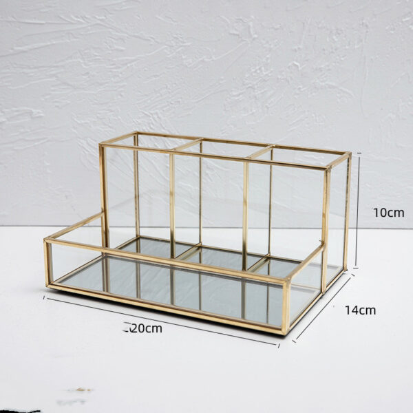 Glass Makeup Organizer Bathroom Cosmetic Organizer With Golden - Image 3