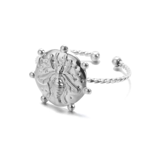 Special-interest Design Moon Heart Small Chrysanthemum Adjustable Ring - Image 5