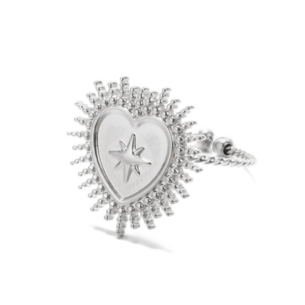 Special-interest Design Moon Heart Small Chrysanthemum Adjustable Ring - Image 7